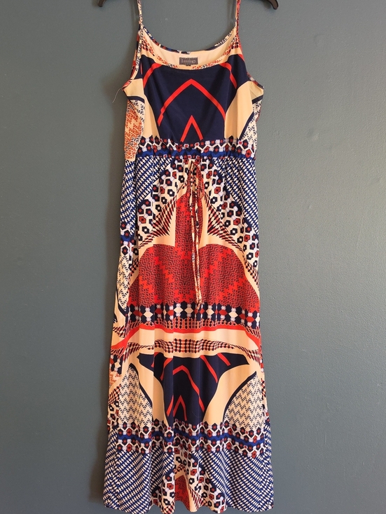 Luxology Dresses & Skirts - Lush Navy, Red & Cream Geometric Spaghetti-Strap Maxi Dress